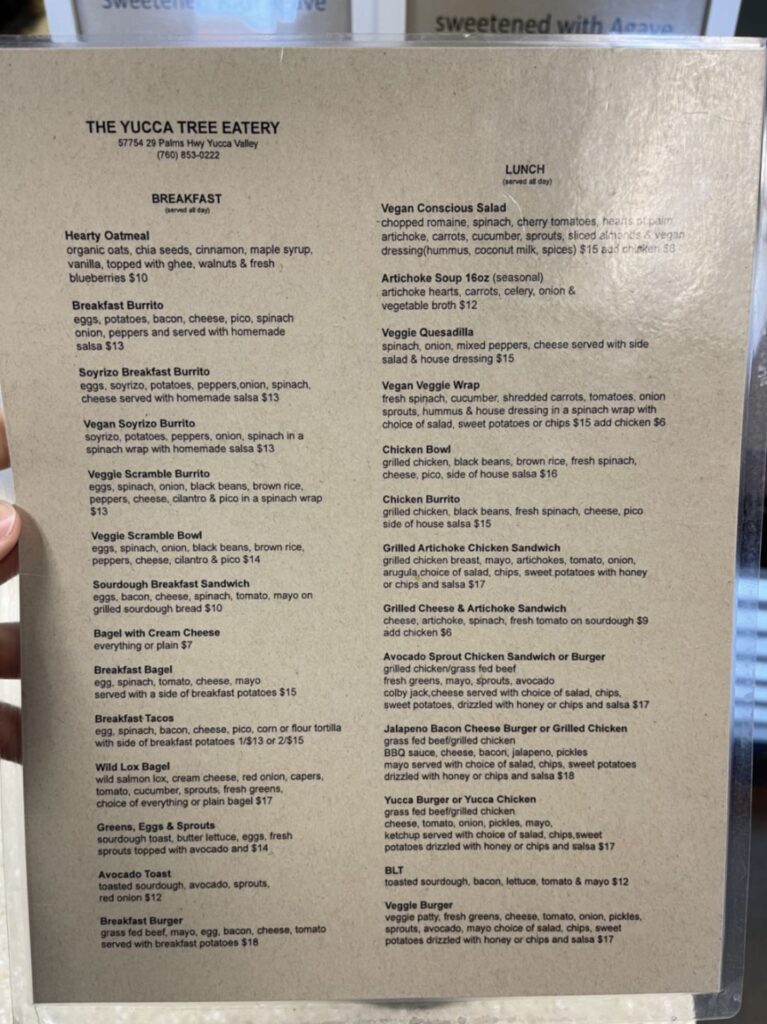 The Yucca Tree Eatery Menu 4